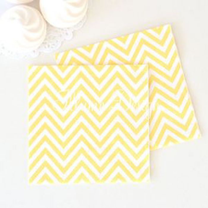 Serviettes En Papier Chevron Jaune (X20) | Hollyparty concernant Chemin De Table Chevron Jaune