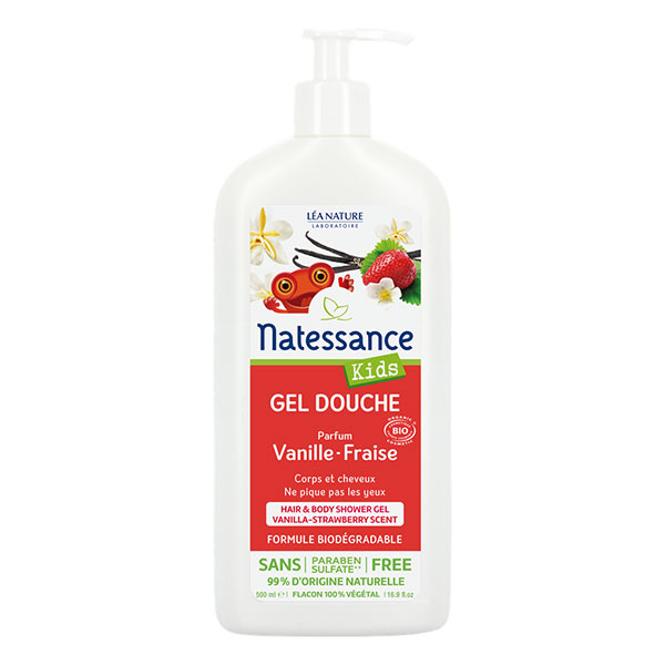 Shampooing Douche Kids Vanille-Fraise 500Ml Natessance avec Fraise De Douche