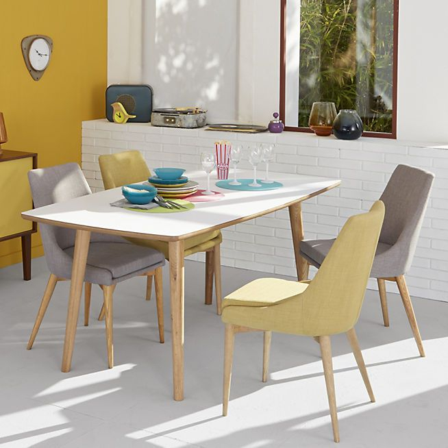 Skandy Table De Repas En Chêne Et Formica L180Cm | Diseño dedans Chaise Beige Salle A Manger