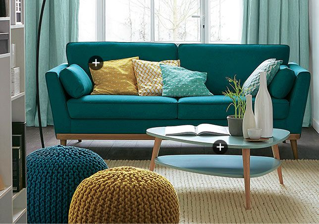 Style Scandinave Bleu Et Jaune dedans Rideau Vert Canard