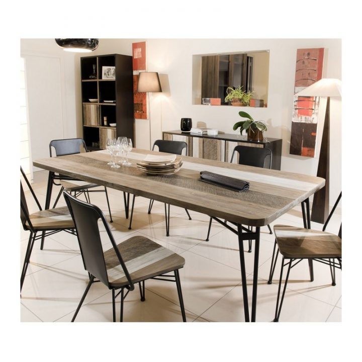 Table À Manger Bois Massif Et Métal 200X100Cm Alice – So pour Table Salle A Manger Bois Brut