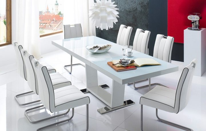Table Laquee Blanche Extensible pour Table Salle A Manger Blanc Laqué
