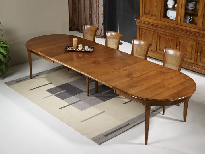 Table Ovale 160X120 En Merisier Massif De Style Louis intérieur Table Salle A Manger Avec Rallonge Ikea