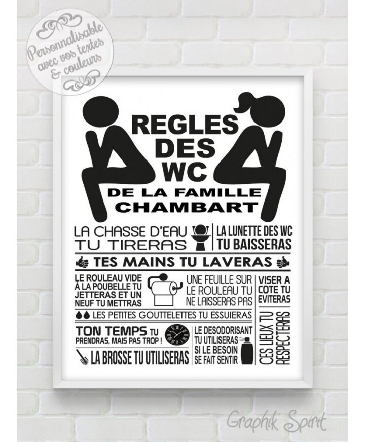 Tableau Personnalisé Des Règles Des Toilettes / Wc Format dedans Papier Toilette Personnalisé