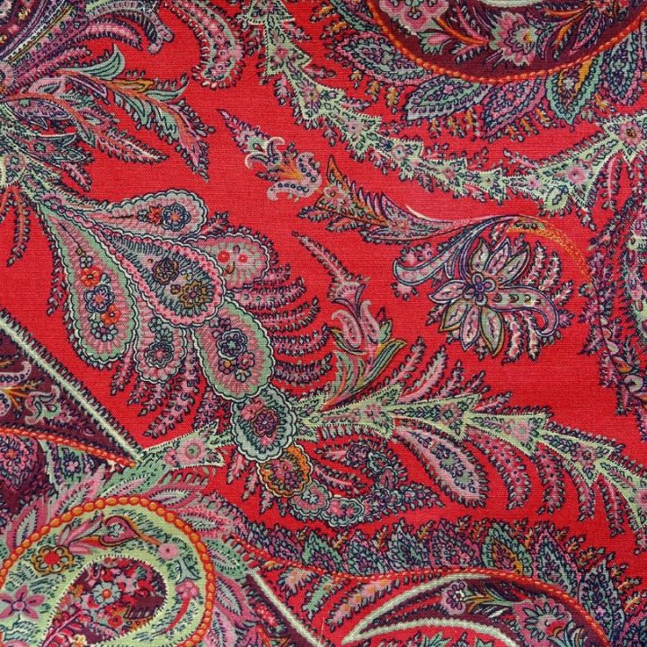 Tissu Au Mètre, Coton /Lin Imprimé Rouge Et Multicolore intérieur Tissus Rideaux Au Mètre