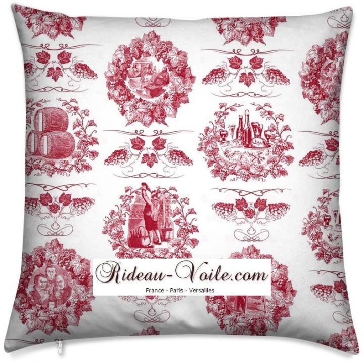 Tissu Toile De Jouy Motifs Mètre – Rideaux Tissus serapportantà Rideaux Toile De Jouy Rouge