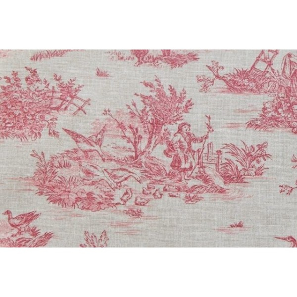 Tissu Toile De Jouy Tissu D'Ameublement Tissu Coupon concernant Rideaux Toile De Jouy Rouge