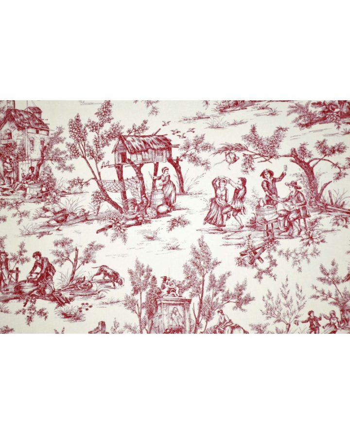 Tissu Toiles De Jouy Casal Jouy : Le Village Rouge 30260 à Rideaux Toile De Jouy Rouge