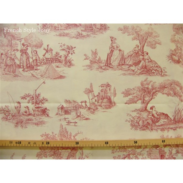 Toile De Jouy, Tissu Romantique, Tissu Au Mètre avec Rideaux Toile De Jouy Rouge