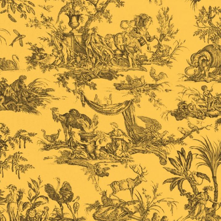 Toiles De Jouy – Les Quatre Parties Du Monde Brun Fond encequiconcerne Rideaux Toile De Jouy Rouge