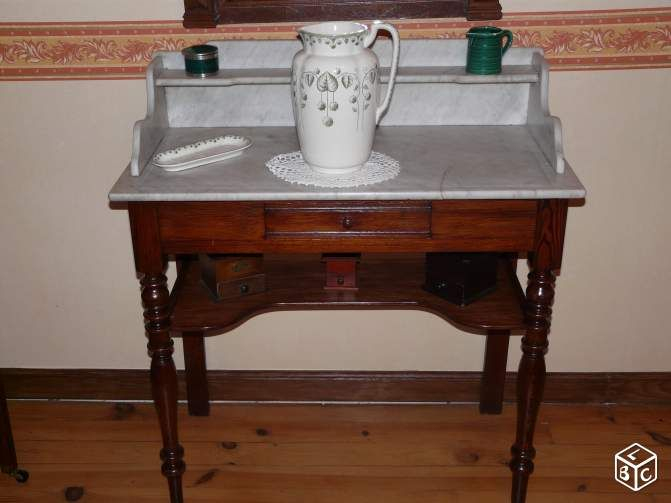 Très Belle Table De Toilette Ancienne, Dessus En Marbre pour Dessus De Toilette