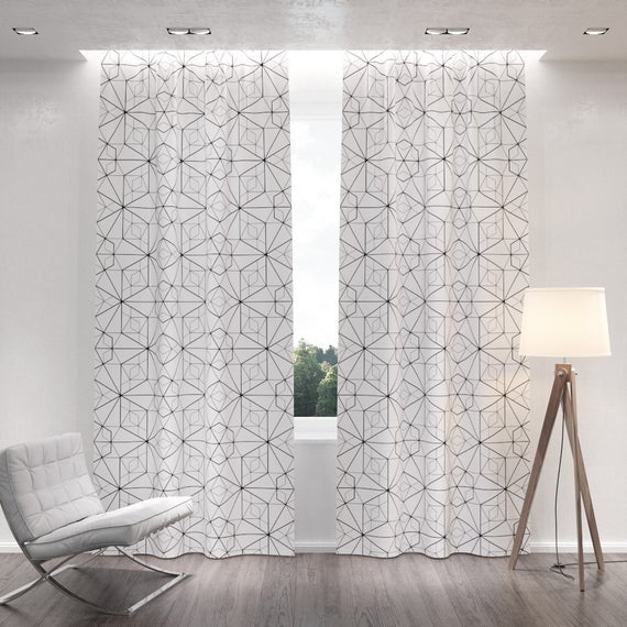 Vente 25 % De Rabais : Rideaux Occultants Blanc À Motifs encequiconcerne Rideaux Motif Geometrique