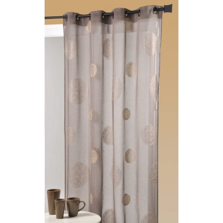 Voilage 5 Mondes Taupe/Blanc 140X240Cm – Voilage – Rideau encequiconcerne Rideaux Opaques Blancs