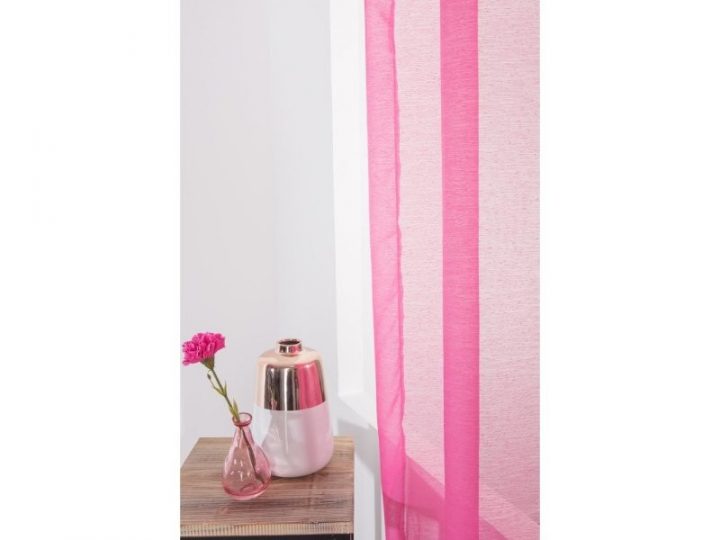 Voilage Classique Simple 140 X 240 Cm À Oeillets Uni Rose à Rideau Rose Fushia