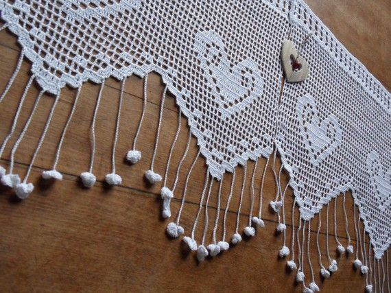 Voilage Dentelle Au Crochet D'Art La Farandole Des Coeurs encequiconcerne Rideaux A Crochet