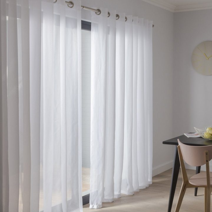 Voilage Transparent, Chic, Blanc, L.145 X H.240 Cm | Leroy à Rideaux Pour Veranda Leroy Merlin