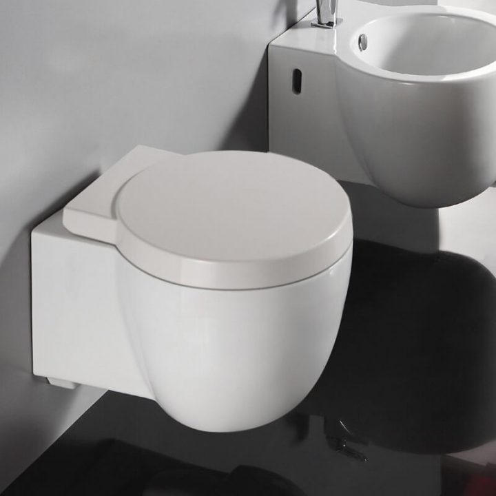 Wc Suspendu Céramique Blanc Avec Abattant – Cuvette Toilette avec Norme Toilette