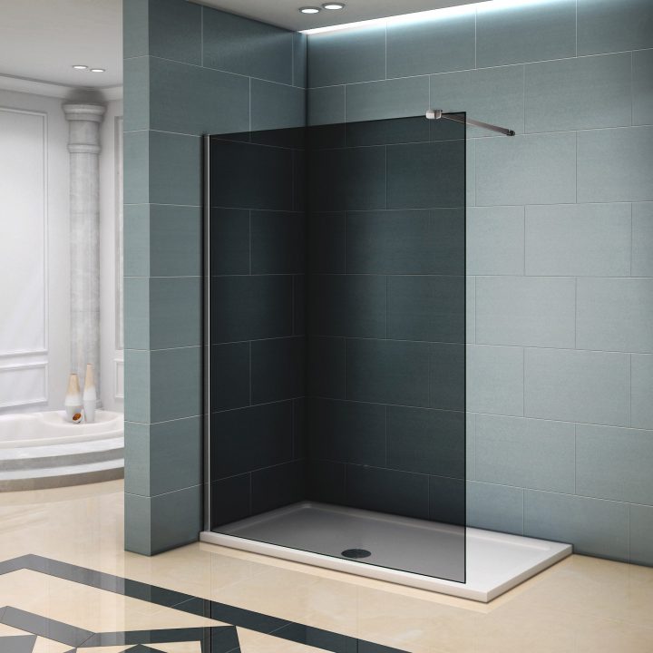 100 X 200Cm Paroi De Douche Grise, Pare-Douche Foncée intérieur Hauteur Mitigeur Douche A L'Italienne