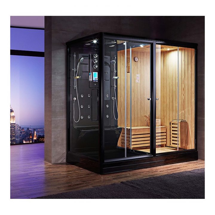 Combi Sauna Douche Hammam Boreal® Sh220-D Black Edition avec Douche Sauna