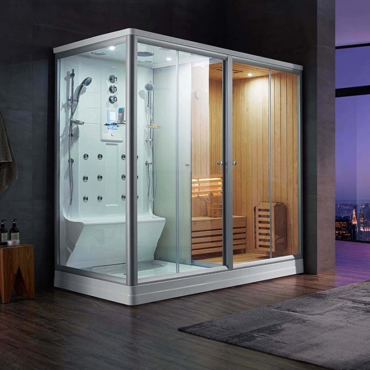 Combi Sauna Douche Hammam Boreal® Sh220D – Droite dedans Douche Sauna