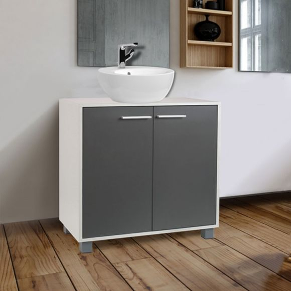 Idmarket - Meuble Sous Lavabo Gris Pour Vasque De Salle De à Bricomarché Meuble Sous Lavabo