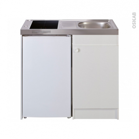 Kitchenette Induction Meuble Sous Évier Blanc Avec intérieur Meuble Sous Évier 100 Cm Bricoman