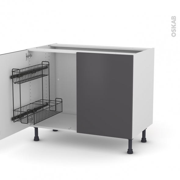 Meuble De Cuisine Sous Évier Ginko Gris 2 Portes Lessiviel tout Meuble Sous Évier 100 Cm Bricoman