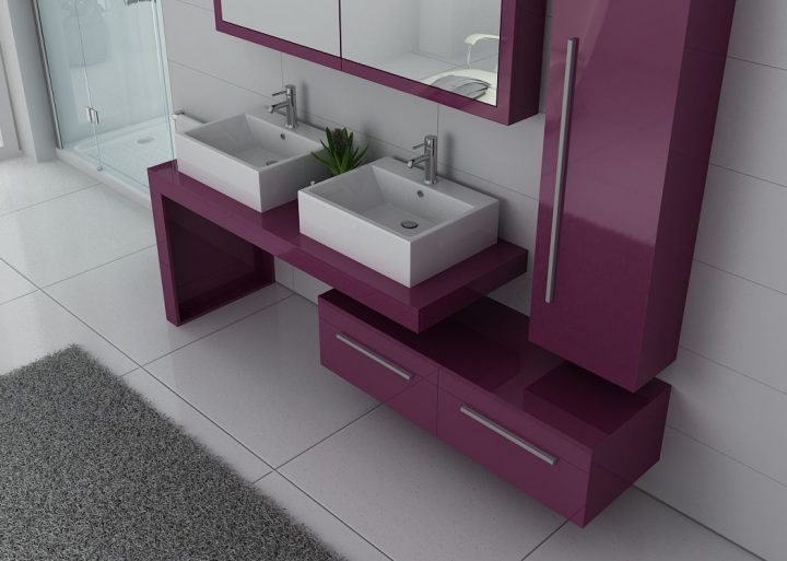 Meuble De Salle De Bain Couleur Aubergine Dis9350Au dedans Meuble Salle De Bain Solde