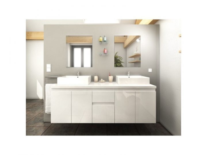 Meuble De Salle De Bain Double Vasque 150 Cm Blanc Coralie avec Meuble Salle De Bain Martinique