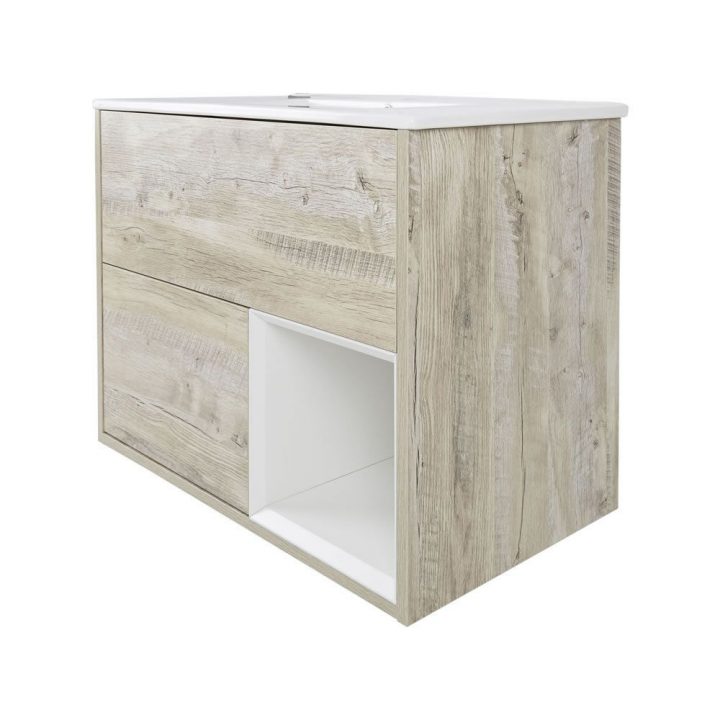 Meuble Lavabo 46.5X81Cm & Pack Wc Hoxton Chêne Clair serapportantà Meuble Lavabo Bois Clair