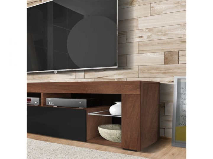 Meuble Tv / Banc Tv – Bianko – 140 Cm – Noyer Caravaggio intérieur Meuble Tv Bianko