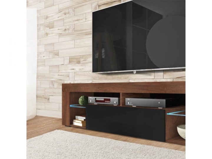 Meuble Tv / Banc Tv – Bianko – 140 Cm – Noyer Caravaggio pour Meuble Tv Bianko