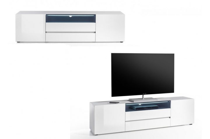 Meuble Tv Design Laqué Blanc Brillant – Cbc-Meubles destiné Meuble Tele Blanc Brillant