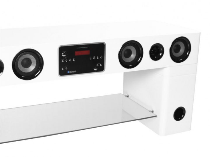 Meuble Tv Home Cinéma Intégré Watts Ii – Bluetooth – Blanc concernant Meuble Tv Home Cinéma Intégré Watts