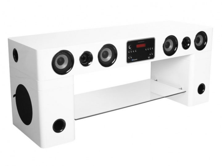 Meuble Tv Home Cinéma Intégré Watts Ii – Bluetooth – Blanc encequiconcerne Meuble Tv Home Cinéma Intégré Watts