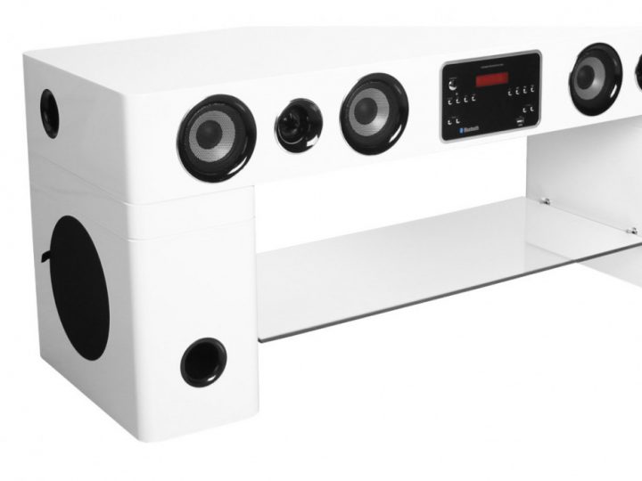 Meuble Tv Home Cinéma Intégré Watts Ii – Bluetooth – Blanc intérieur Meuble Tv Home Cinéma Intégré Watts