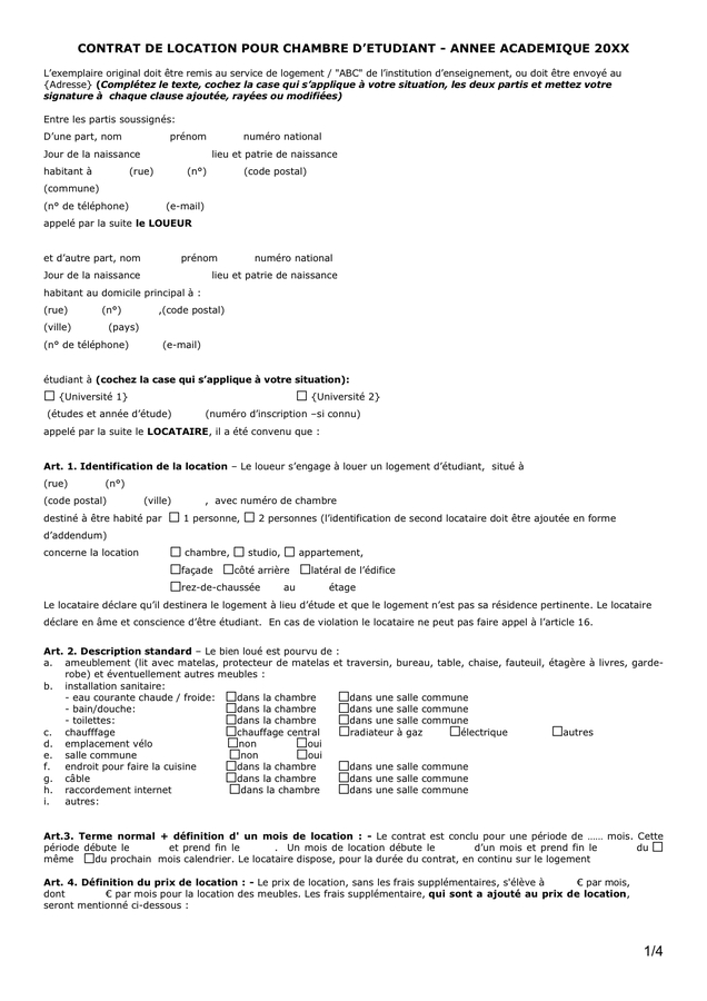 Modelé De Contrat De Location – Téléchargement Gratuit concernant Contrat De Location Locaux Meublés