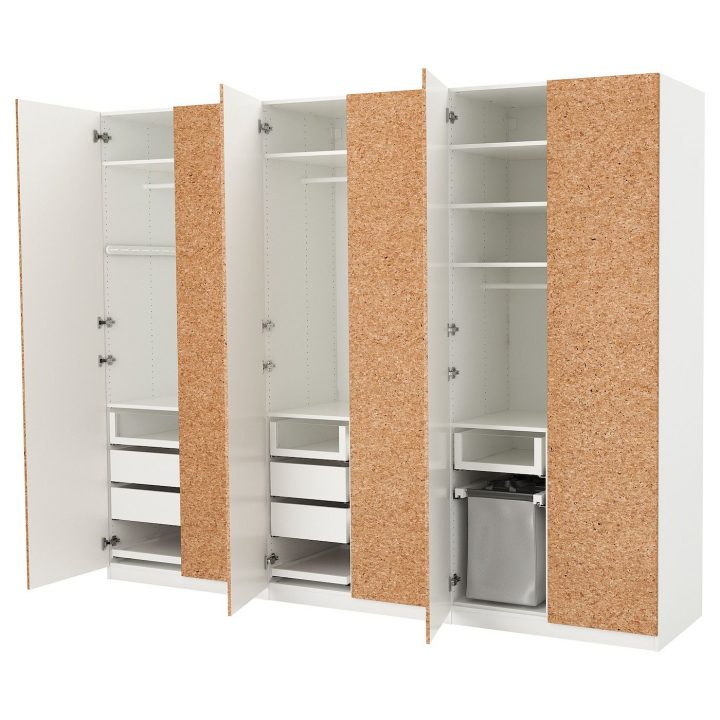 Pax Wardrobe – White, Kirkenes Cork Veneer 118 1/8X23 5 pour Pax 300X60X236