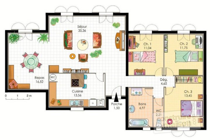 Plan De Maison Provençale Plain Pied – Idées De Travaux encequiconcerne Plan Cabanon Gratuit Home Depot