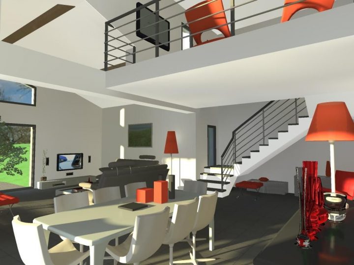 Plan Maison Avec Mezzanine Ouverte Sur Salon (Avec Images intérieur Plan Maison 20M2 Avec Mezzanine