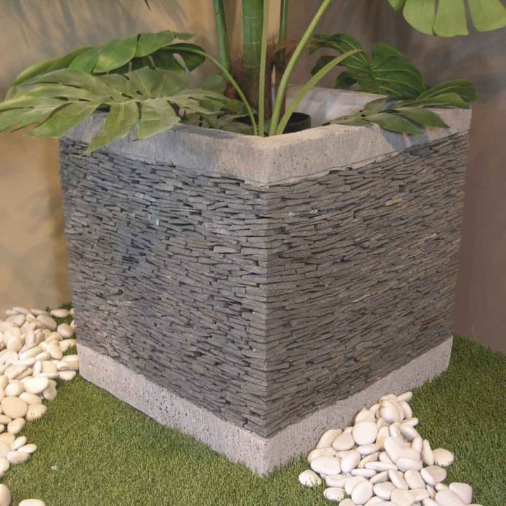 Pot De Jardin En Ardoise : Cube, Naturel, H : 50 Cm pour Fabriquer Moulin À Vent De Jardin En Pierre