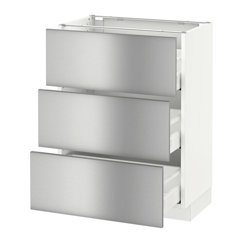 Sektion Armoire Inf 3 Tir - Blanc, Grevsta Acier Inox avec Ikea Cuisine Inox Grevsta