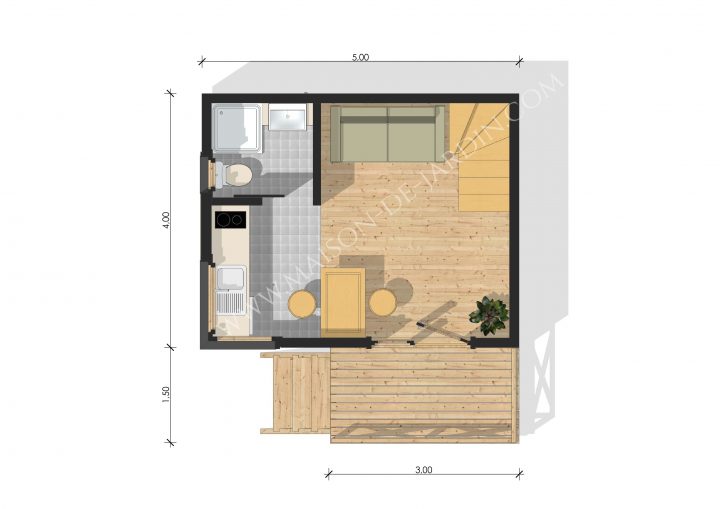 Studio De Jardin Avec Ossature Bois Nice 37 M² : 36900 serapportantà Plan Maison 20M2 Avec Mezzanine