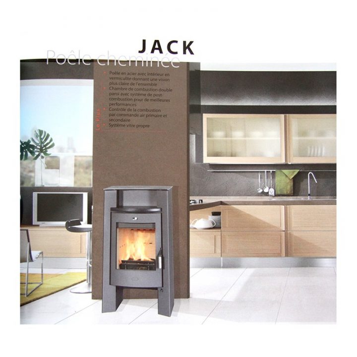 Poêle À Bois Cheminée Franco Belge Jack Acier 8 Kw pour Poele A Bois Sans Cheminée