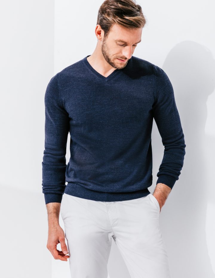 Pull Homme Col V Uni – Brice tout Pull Col Cheminée Homme