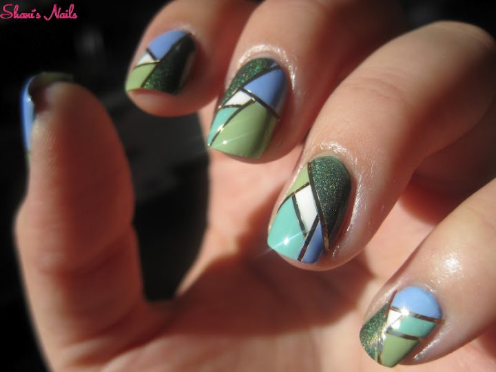 Shani'S Nails: Sunday Nail Battle / Ongles Mosaïque tout Ongle Chemin Vert