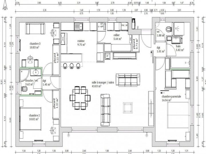 plan maison 120m2 4 chambres