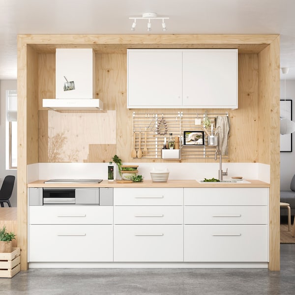 meuble blanc et bois ikea