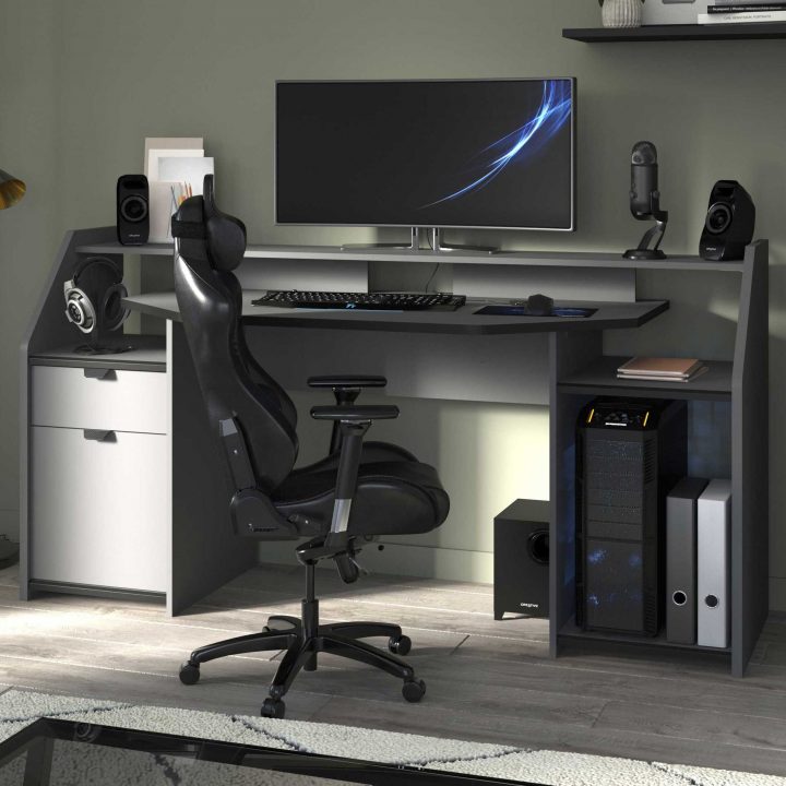 Bureau Gaming 180Cm Avec Ruban Led destiné Bureau Gamer Coin