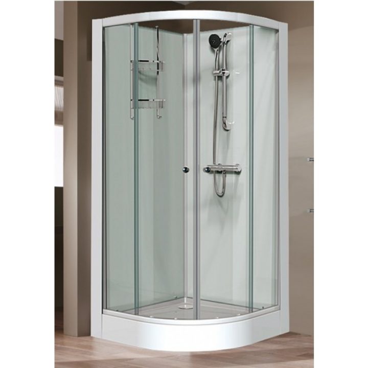 Cabine De Douche 1/4 C 90X90 Cm – Portes Coulissantes avec Paroi De Douche Quart De Rond 70X70